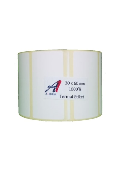 A1 Etiket 30 X 60 MM Barkot Etiketi Termal 1000'li 10 Rulo