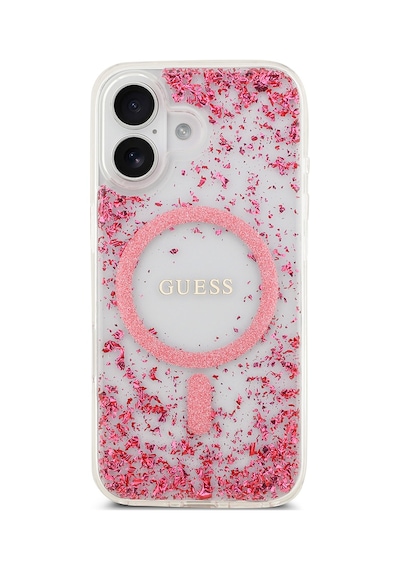Apple Uyumlu iPhone 17  Kılıf Guess Lisanslı M-safe Özellikli Transparan Resin Bottom Kapak Pembe Pembe