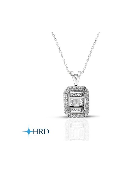 0.10 Ct Modern Tasarım Baget Kare Tektaş Kolye