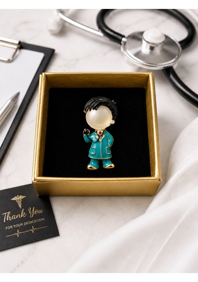 Doktor Figürlü Broş Sağlık Çalışanı Hemşire Doktor Hediyesi 2 Renkli