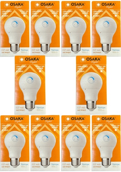 Osaka 10w 75w 6500k Beyaz Işık E27 Duylu Dim Edilebilir Led Ampul 10 Adet