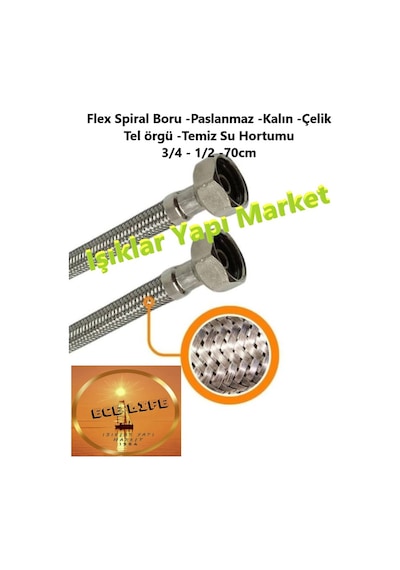 Flex Spiral Boru -paslanmaz -kalın -çelik Tel Örgü -temiz Su Hortumu 3/4 - 1/2 -70cm Diğer