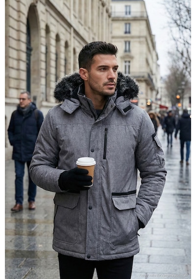 Buratti Peluş Astarlı Suya Ve Rüzgara Dayanıklı Soğuk Geçirmez Slim Fit Erkek Mont 5711051 Açık Gri