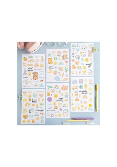 466 Adet Renkli Etiket Defteri, 18 Yaprak A5 Sticker Book Abanoz