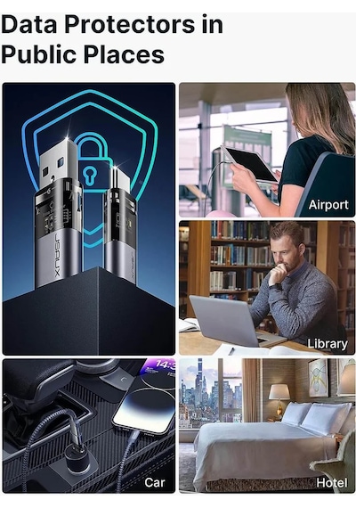 Usb -a Ve Usb-a Veri Engelleyici Ve Data Blocker , Sadece Şarj Için Şeffaf Usb-a - Usb-a Veri Engelleyici, Juice Jacking'e Karşı, Hacklenmeyi Reddet