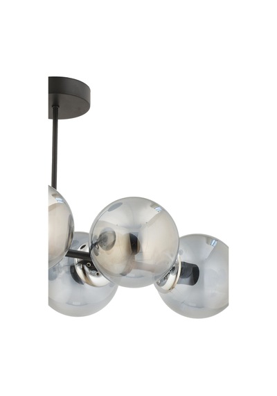 Hira 6'lı Siyah Füme Glob Camlı Modern Plafonyer Salon Yemek Masası Üstü Avize Siyah Siyah
