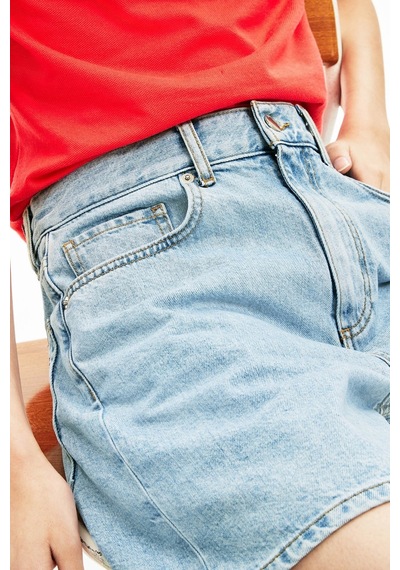 Lacoste Women's Regular Fit Denim Blue Bermuda Jean Shorts Kadın Şort Açık Mavi