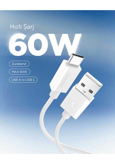 Spigen Essential 2m Usb-a To Usb-c 60w Kablo Aca08716 Beyaz