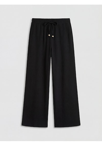Lcwaıkıkı Classic Siyah Beli Lastikli Geniş Paça Müslin Kadın Pantolon