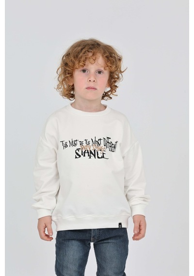 Toontoy Kids Toontoy Erkek Çocuk Tnty Design Baskılı Sweatshirt Ekru