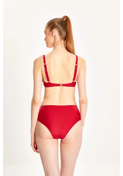 Too Salty Swimwear Kadın Büzgülü Balenli Toparlayıcı Yüksek Bel Bikini Takımı 24s101st Kırmızı