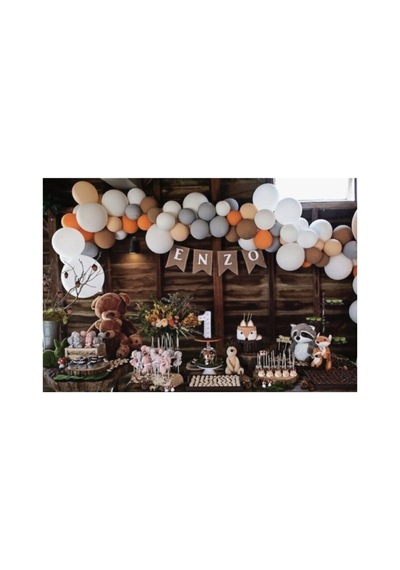 Pastel Balon Zinciri Kahverengi Gri Ten Rengi Beyaz Turuncu A