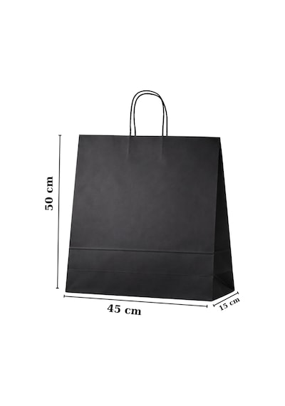 Elit Burgu Saplı Kraft Çanta Siyah Fsc Sertifikalı Kağıt Poşet Butik Hediye Torbası 45x15x50 Cm 25li