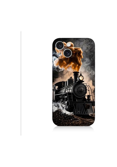 Apple Uyumlu iPhone 15 Plus Kara Tren Desenli Silikon Kılıf Silikon