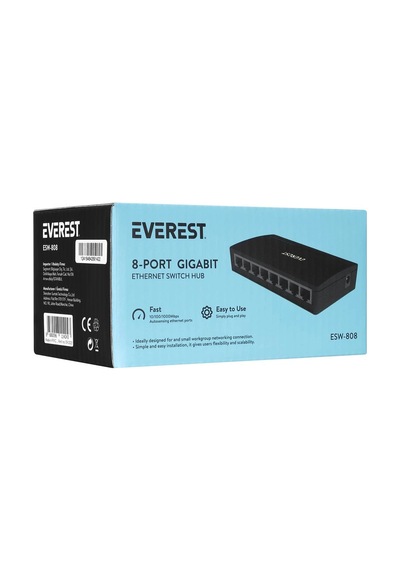 Everest Everlınk Esw-808 8 Port 10-100-1000mbps Gigabit Ethernet Masaüstü Ethernet Switch Hub Kdo