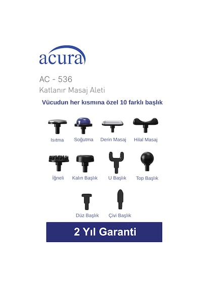 Acura Ac-536 Isıtmalı & Soğutmalı Profesyonel Katlanır Masaj Aleti Siyah
