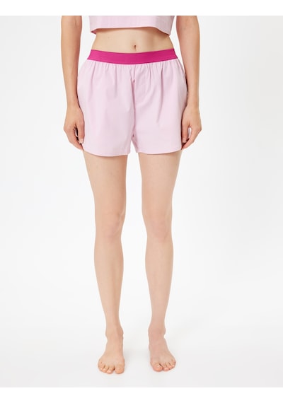 Koton Boxer Şort Pijama Altı Standart Lastikli Bel Pamuklu Bol Kalıp Pembe 4slk80069mw Gül