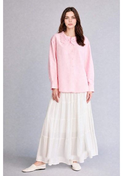 Defacto Regular Fıt Poplin Uzun Kollu Açık Pembe Tunik H6713ax26smpn105 Pembe-pn105