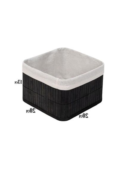 Çok Amaçlı Bambu Saklama Kutusu - Kare Organizer, 20x20x13 Cm, Siyah