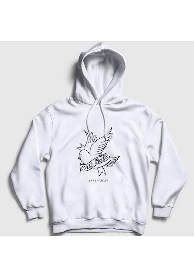 Presmono Unisex Cry Baby Lil Peep Kapüşonlu Sweatshirt Beyaz