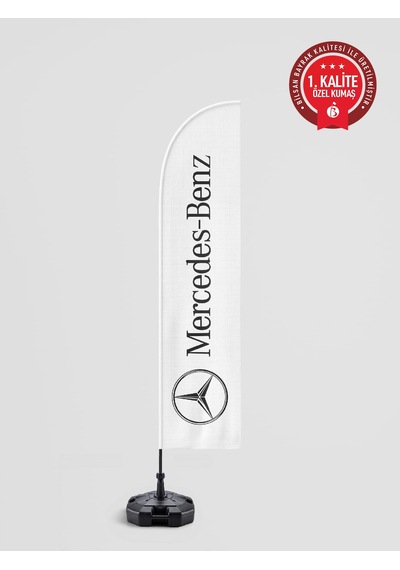 Mercedes-benz Logolu Yelken Bayrak Set - Raşel Kumaş 1. Kalite 75 x 300 CM
