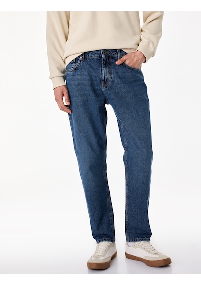 Koton Pamuklu Regular Fit Normal Bel Tapered Jean Pantolon - Joe Jean Koyu İndigo 6sam40162nd