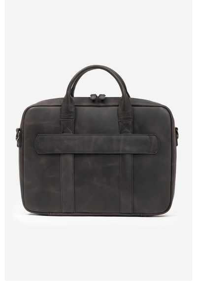 Mussen Hakiki Deri Organizer Macbook Laptop Evrak Çantası 13" & 14" İnç Asfalt Tiana