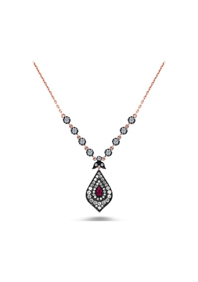 Zirkon Taşlı Damla Model Elmas Montür Gümüş Kolye (498184079)