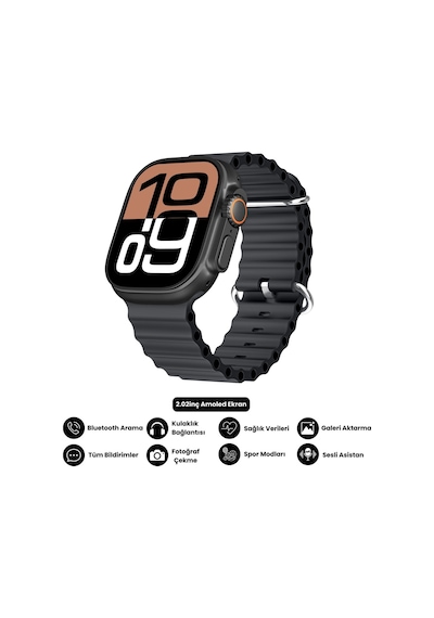 Harvox Hk 11 Ultra 3 Amoled Akıllı Saat Iphone Ve Android Tüm Telefonlara Uyumlu 49 Mm Siyah