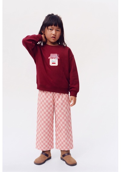 Magu Kız Çocuk Pamuklu Baskılı Bordo Sweatshirt Ve Eşofman Takımı Çok Renkli