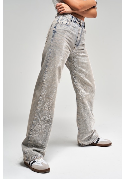 it's basic Kadın T.kot Rengi T-4s5-90 Parlak Taşlı %100 Koton Tasarım Straight Fit Denim Jean Kırmızı