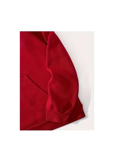 Medinenur İskambil Kart Desenli Kapüşonlu Sweatshirt Kırmızı