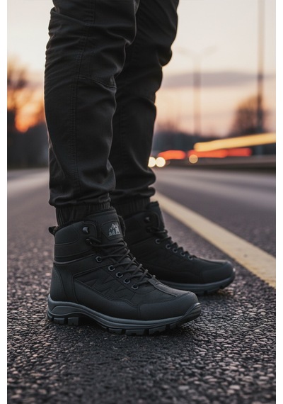 Siyah İçi Kürklü Soğuğa Dirençli Kaymaz Taban Unisex Outdoor Bot 980 G Siyah
