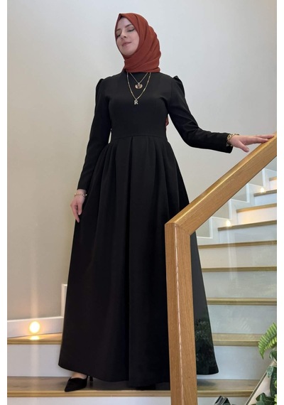 Rabia Şamlı Rose Elbise Siyah Normal