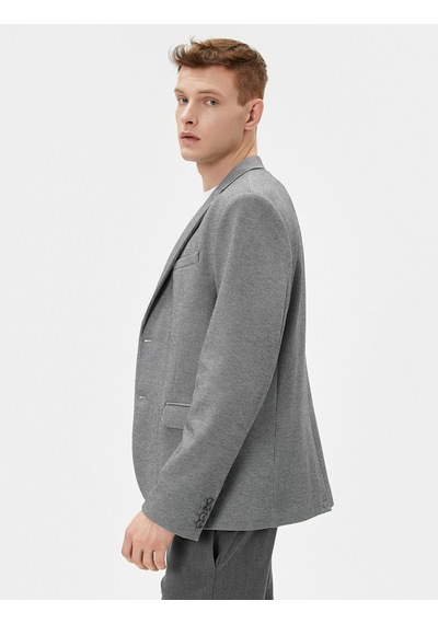 Koton Blazer Ceket Slim Fit Düğmeli Cep Detaylı Gri Desenli 4sam50007hk 4SAM50007HK0D2 Gri