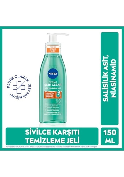 Derma Skin Clear Sivilce Karşıtı Yüz Temizleme Jeli 150ml, Gözenek Arındırıcı,gözenek Görünümünü,siyah No