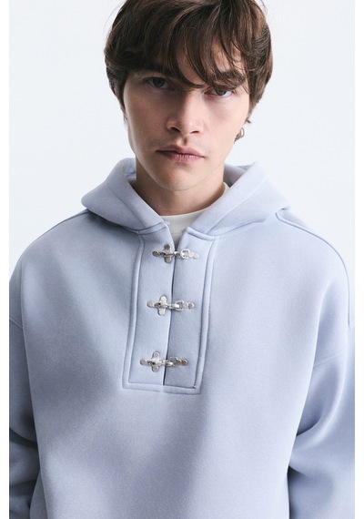 Vamos Boxy Fit Metal Klips Kapama Sweatshirt Bebe Mavi