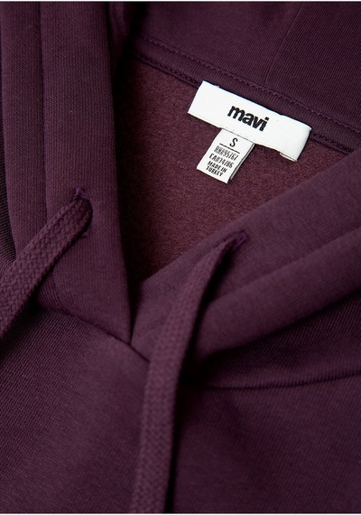 Mavi M1600361 Logo Baskılı Kapüşonlu Kadın Sweatshirt Mor