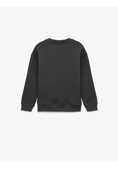 Koton Lisanslı Wednesday Baskılı Uzun Kollu Bisiklet Yaka Oversize Sweatshirt Antrasit 6wkg10555ak Antrasit