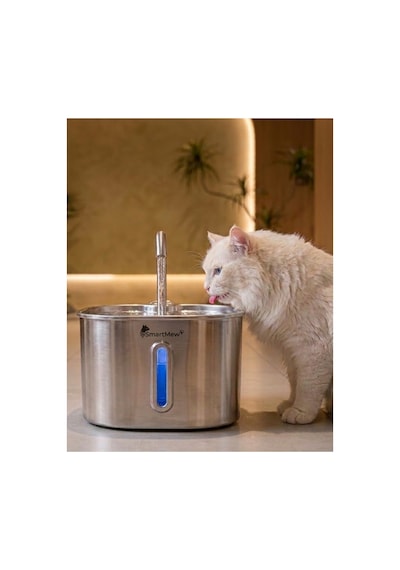 Smartmew S15-a 2.2l Paslanmaz Çelik Kedi Köpek Su Pınarı - Su Seviyesi Göstergeli Sessiz Otomatik Su Sebili