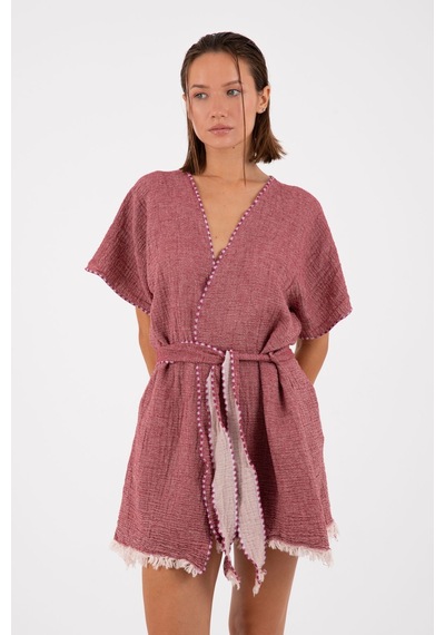 Dokubba - Kimono - Peştemal Kimono - Müslin Kimono - Selimiye Bordo Bordo