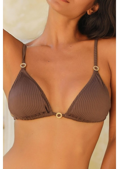 Amarelle Assos Mocha Dolgusuz Çıkarılabilir Pedli Üçgen Bikini Üst Kahverengi