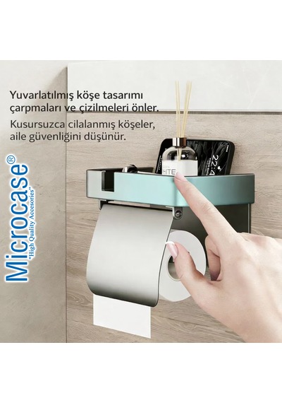 Microcase Duvara Monte Yapışkanlı Tuvalet Kağıdı Askılığı Ve Telefon Tutucu Al5706 Gri
