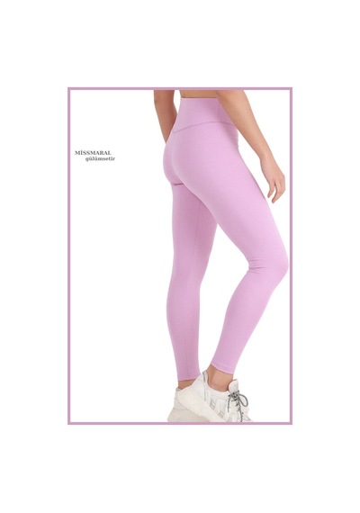 Missmaral Kadın Llla Yüksek Bel Toparlayıcı Tayt Tam Boy Dalgıç Örme Kumaş Casual & Comfort 102101 Lila
