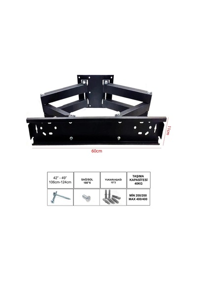 Lcd Askı Aparatı Hareketli 6 Kollu 42 49 106 124Cm Ufix