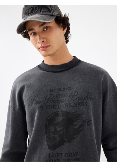 Oversize Fit Erkek Sweatshirt Antrasit