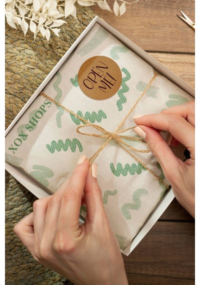 Mor Yazılı Open Me Kraft Sticker 3x3cm St2254 Çok Renkli