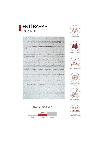 Hoom Rugs Bahar 3007 Multi Etnik Desenli Akrilik Halı Çok Renkli