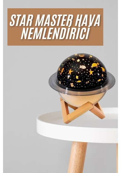 Hava Nemlendirici Led Işıklı Gece Lambası Yıldız Görünümlü Renk Değiştiren Çok Renkli