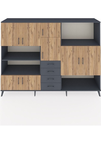 Hyperion Dolap 10 Raflı 4 Çekmeceli 8 Kapaklı 220x44x163 Antrasit Antrasit-çam/antrasit Hyperion Dolap 10 Raflı 4 Çekmeceli 8 Kapaklı 220x44x163 Antrasit Antrasit-çam/antrasit